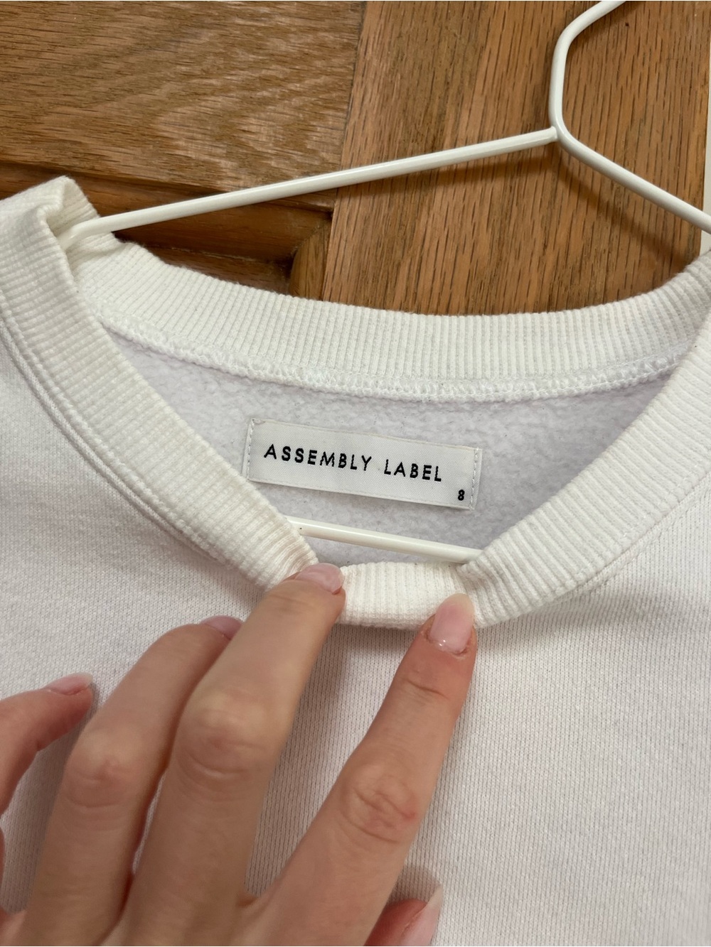 Assembly Label White Ribbed-Neck Crew Sweatshirt - Picture 2 of 2